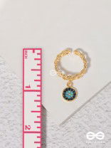 The Sapphire Lights - Golden Embellished Charm Ring (Adjustable) 