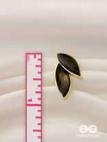 Petals Panache - Golden Enamelled Earrings (Black)