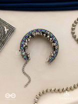 Vedhan - The Oceanic Depths - Resham And Beads Hand Embroidered Oxidised Cuff Bracelet