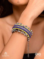 Vidhatrayus - The Sunflower Meadows - Beaded Hand Embroidered Oxidised Cuff Bracelet