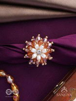 Sharadgat - The Autumn Magic - Beads, Pearl And Glass Drops Hand Embroidered Ring (Adjustable)