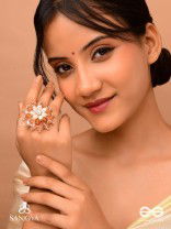 Sharadgat - The Autumn Magic - Beads, Pearl And Glass Drops Hand Embroidered Ring (Adjustable)