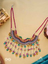 Vadya - The Umber Rhythm - Beads, Coins, Resham And Glass Drops Hand Embroidered Neckpiece