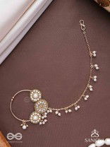 Haimavat - The Pearl Trail - Pearls And Beads Hand Embroidered Nath (Non-Piercing)