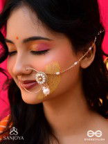 Vimrigvan - The Pristine Charm - Pearls And Beads Hand Embroidered Nath (Non-Piercing)