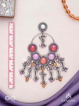 Durvarna - The Silvery Chimes - Beads, Shells And Glass Drops Hand Embroidered Earrings