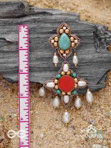 Kusumvat - The Blissful Flowers - Beads, Dabka And Pearl Drops Hand Embroidered Earrings