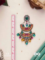 Gramik - The Rustic Royalty - Stone, Resham , Coins And Glass Drops Hand Embroidered Earrings