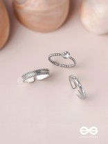 The Sterling Trio - Silver Cubic Zirconia Rings (Set Of 3 Adjustable)