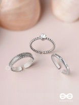 The Sterling Trio - Silver Cubic Zirconia Rings (Set Of 3 Adjustable)