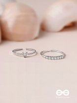 The Diamond Beauty - Silver Cubic Zirconia Rings (Set Of 2 Adjustable)