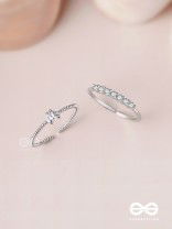 The Diamond Beauty - Silver Cubic Zirconia Rings (Set Of 2 Adjustable)