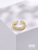 Tie Me Close - Golden Cubic Zirconia Ring (Adjustable)