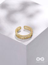 Tie Me Close - Golden Cubic Zirconia Ring (Adjustable)