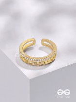 Tie Me Close - Golden Cubic Zirconia Ring (Adjustable)