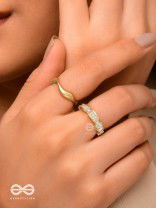 Midas Treasures - Golden Cubic Zirconia Rings (Set Of 2 Adjustable)