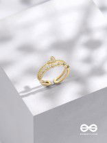 A Love So Gorgeous - Golden Cubic Zirconia Ring (Adjustable)
