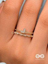 A Love So Gorgeous - Golden Cubic Zirconia Ring (Adjustable)