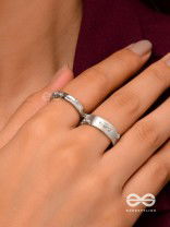 The Engraved Stories - Silver Embellished Rings (Set Of 2 Adjustable)