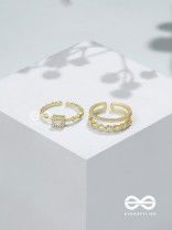 The Diamond Dreams - Golden Cubic Zirconia Rings (Set Of 2 Adjustable)