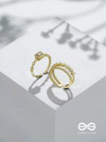 The Diamond Dreams - Golden Cubic Zirconia Rings (Set Of 2 Adjustable)