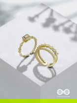 The Diamond Dreams - Golden Cubic Zirconia Rings (Set Of 2 Adjustable)