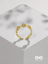 The Orbital Bliss - Golden Cubic Zirconia Ring (Adjustable)
