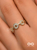 The Orbital Bliss - Golden Cubic Zirconia Ring (Adjustable)