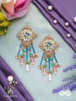 Parirapin - The Whispering Buds - Sequins, Beads And Glass Drops Hand Embroidered Earrings