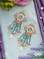 Parirapin - The Whispering Buds - Sequins, Beads And Glass Drops Hand Embroidered Earrings
