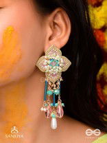 Parirapin - The Whispering Buds - Sequins, Beads And Glass Drops Hand Embroidered Earrings