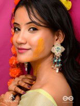 Parirapin - The Whispering Buds - Sequins, Beads And Glass Drops Hand Embroidered Earrings