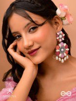 Laagnritt - Waltz Of The Flowers - Beads And Pearl Drops Hand Embroidered Oxidised Earrings