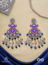 Bahushast - The Merry Sky - Beads And Shells Hand Embroidered Enamelled Oxidised Earrings