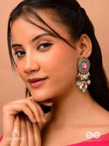 Prakhyaih - The Hazy Splendor - Stones, Beads And Pearl Drops Hand Embroidered Earrings