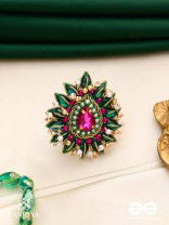 KANTARA - THE CHARM HOLDER - EMBROIDERED FLOWER DESIGN WITH PURPLE GEMSTONE AND PEARLS