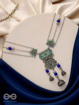 Oxi Radiance - Oxidized necklace with blue and green enamel work