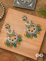 The Garland of Gems - Statement oxidized jhumka with bead danglers