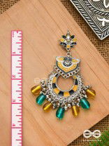 The Garland of Gems - Statement oxidized jhumka with bead danglers
