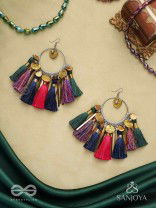Rasika - The power of aesthetics - Oxidized hoops decorated with multicolour tassels