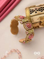 Manikarna - The Regal Gems - Pink and golden beads and stones embroidered bracelet