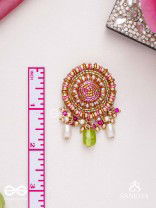 Māṇikyamāṇḍala- Gem Mandala-Circular motifs embellished with pink and golden accents, beads, and stones