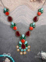 Tarunamala-Youthful Garland-Statement chunky multicolored gemstones necklace