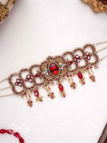 Ratnavati Hara- Adorned with Gemstones- Embroidered Gemstone Neckpiece with Beads & Thread work
