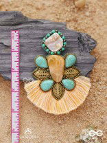 Kāñcīśikha-Tassel Glow Earrings-Blend of gemstones,beads and bohemian macramé fringes for a free-spirited look.