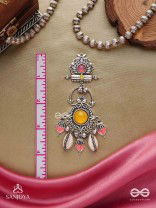  SURYARATNA-SUN GEM-SILVER-TONED EARRINGS ACCENTED WITH DANGLING COWRIE SHELLS AND GHUNGHROO'S