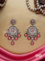 Gem Flower -Pastel Pink Oxidized earrings 