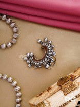 Lunar Embrace-  Oxidized adjustable  ring with ghungroos