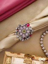 Autumn Leaf Ring-  Enamelled Adjustable Oxidized Beaded Ring