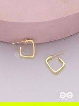 Golden glimmer- Golden colored rectangular  hoop earrings 